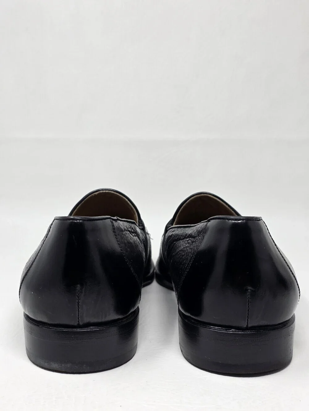 Johnston Murphy Men Italian Black Leather Penny Loafers Slip-on Size 9 Pre-owned